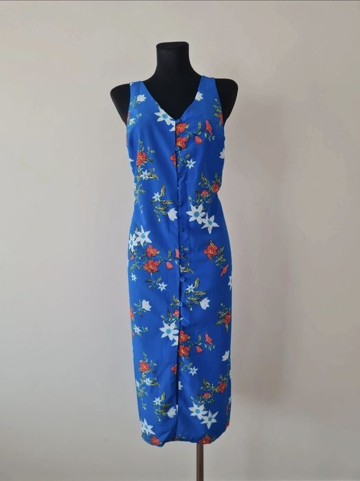 Sukienka niebieska midi Primark L 40 w kwiaty #0266