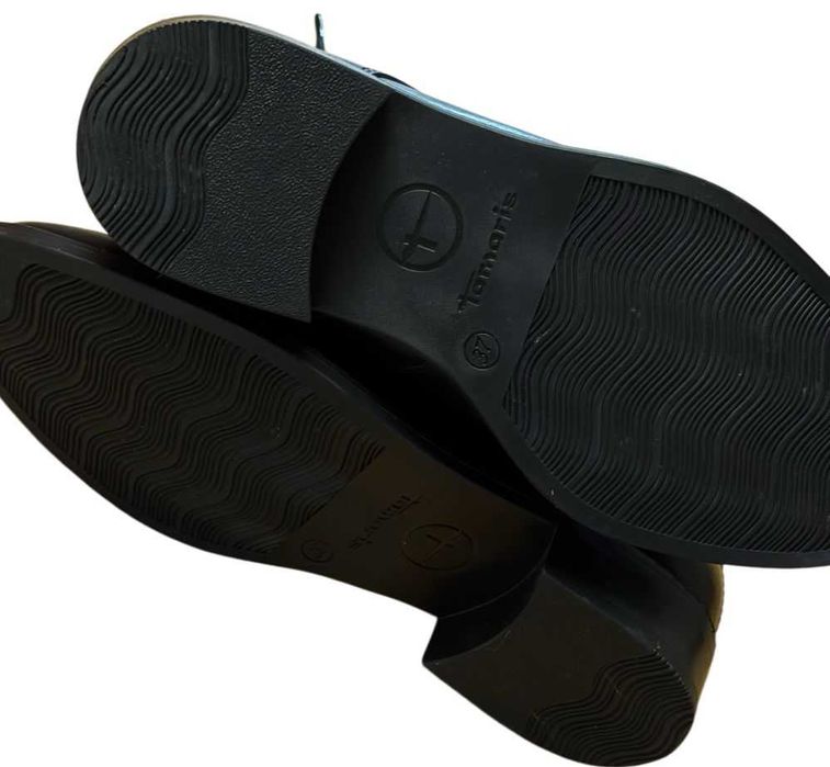 Tamaris Skórzane czarne botki damskie, r 37 wkładka 24,3cm kod 2293