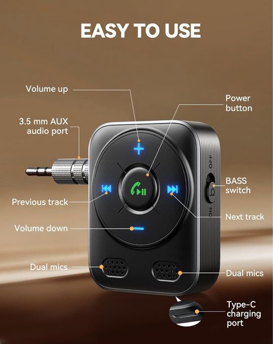 JOYROOM Bluetooth 5.4 adapter samochodowy
