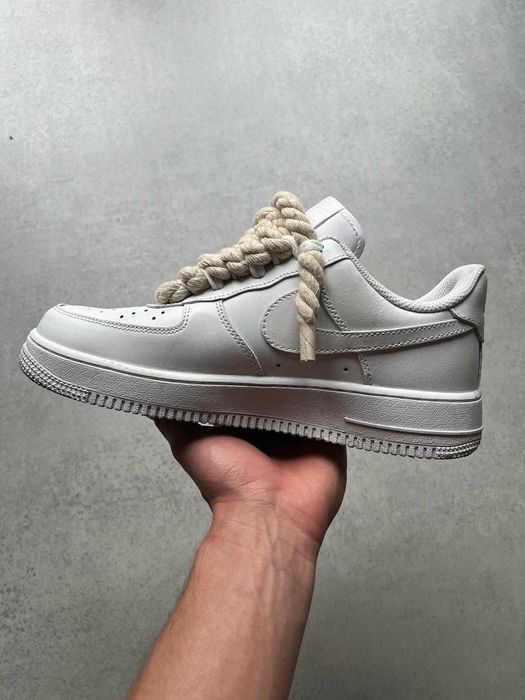 Nike Air Force 1 Low White Rope Laces 42 custom jak nowe