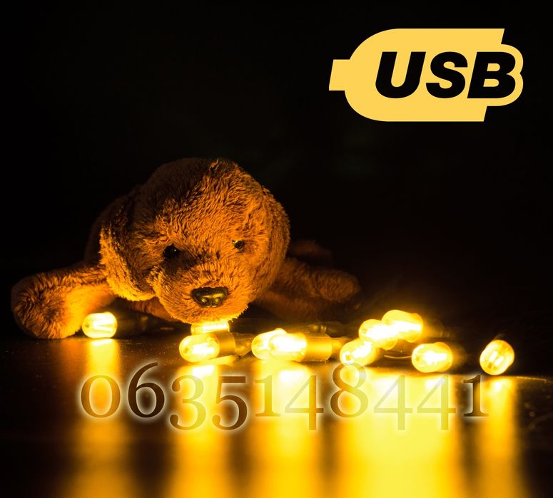 USB 5V ЯРКАЯ портативная гирлянда ретрогирлянда от повербанк лампа юсб
