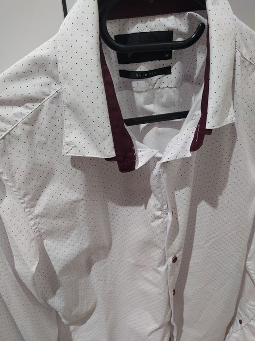 Koszula biało bordowa Reserved slim fit