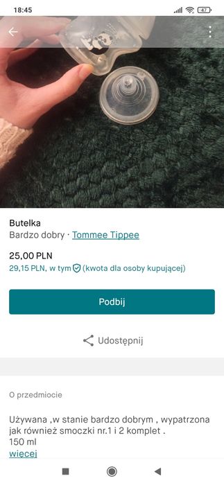 Butelka  antykolkowa