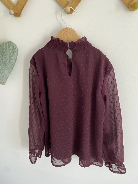 Bluzka tunika vrs 122/128 śliwkowa kropki jak newbie