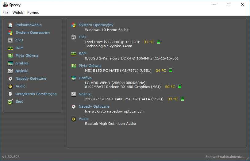 Komputer Gamingowy | MSI RX 480 | i5 6600k | 8GB RAM | 250GB SSD