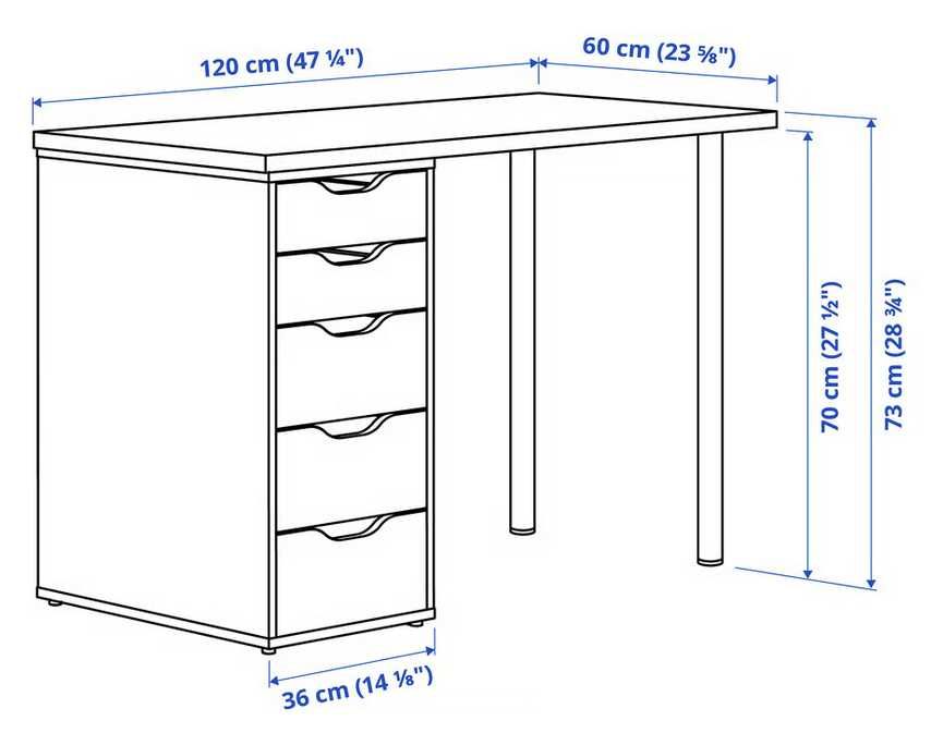 Secretária IKEA: LAGKAPTEN + Gavetas ALEX + 2 Pernas ADIL