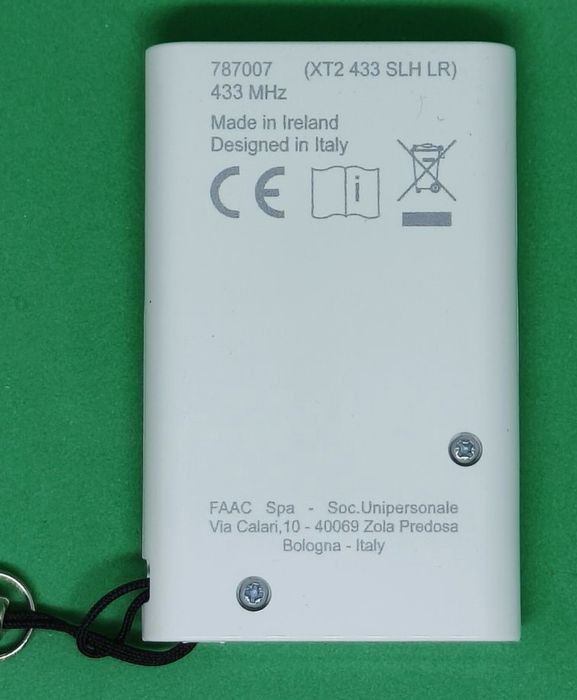 Pilot do bramy FAAC XT2 433 SLH LR Biały