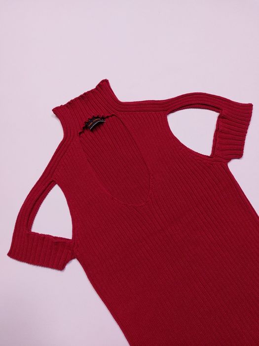 В'язаний топ футболка cop copine vintage cut out knitted ribbed t-shir