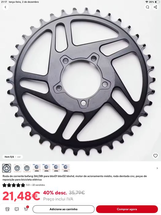 Roda corrente Bafang