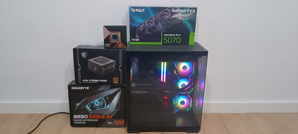 Ryzen 5 9600x 5.2GHz RTX 5070 12GB GDDR7 32GB DDR5 B650 AIO PC do Gier