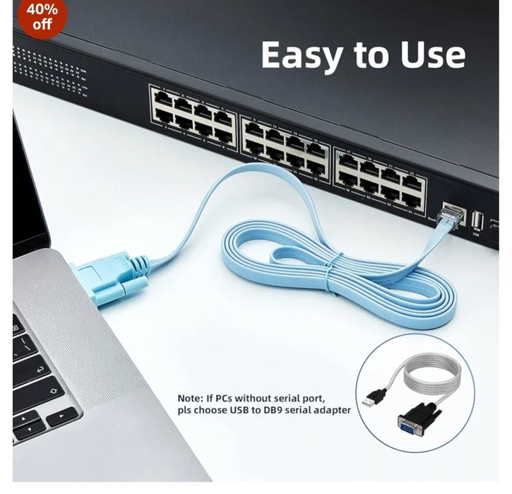 Кабель RJ45 Ethernet - RS-232 DB9 COM-порт CISCO 1.8m