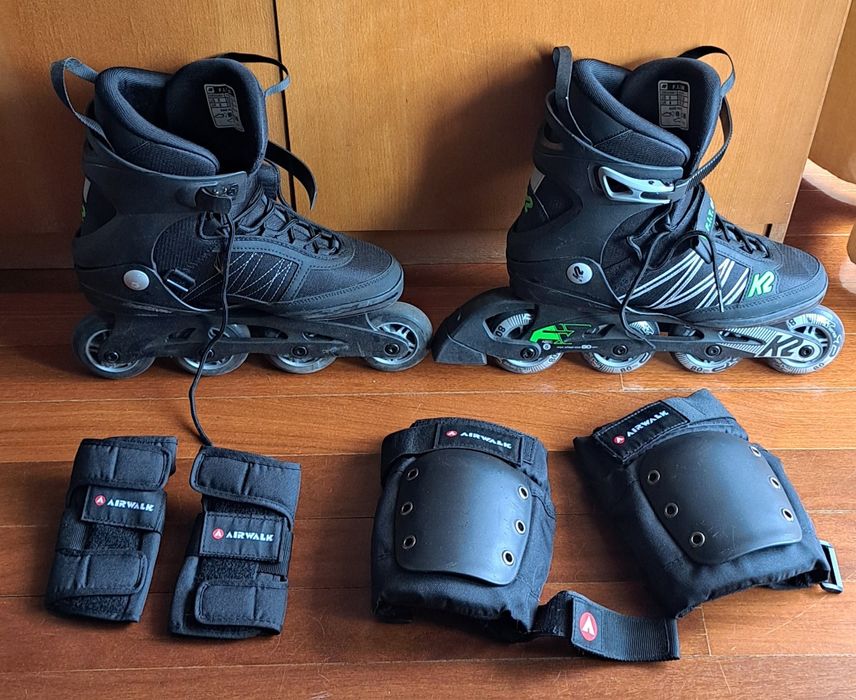Patins em linha F.i.t. 80, preto e verde, tamanho 42