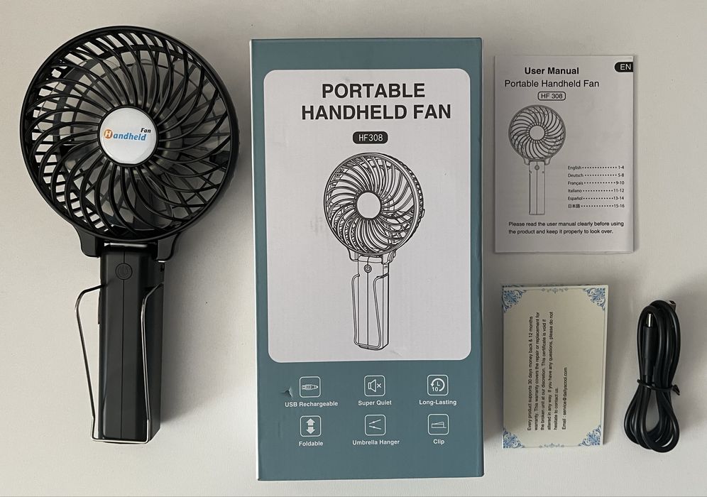 Gabless wentylator składany USB 3 biegi biurkowy podróż BRAK BATERII