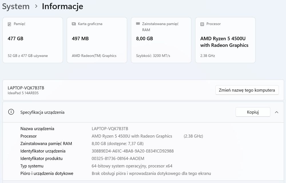Laptop Lenovo Ideapad 5