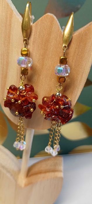 Kolczyki z bursztynem.