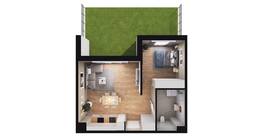 2-pokojowe mieszkanie 45 m² + ogródek - View 2