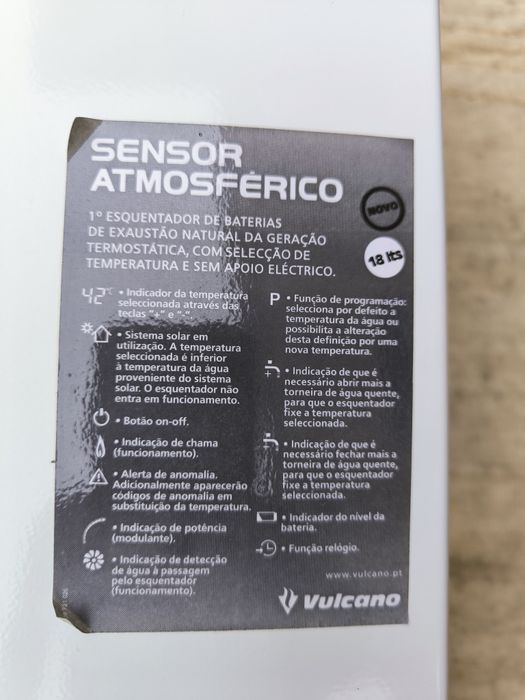 Esquentador Vulcano 18 litros  com Control temperatura digital