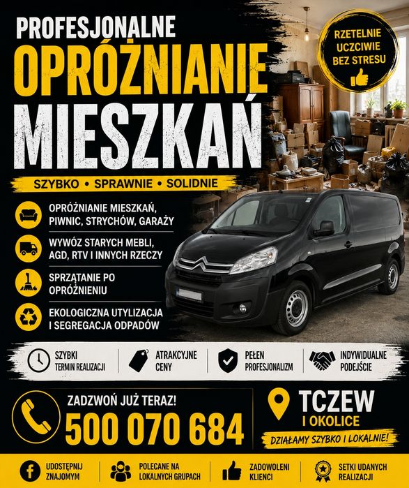 Opróżnianie mieszkań, transport materiałów, utylizacja.