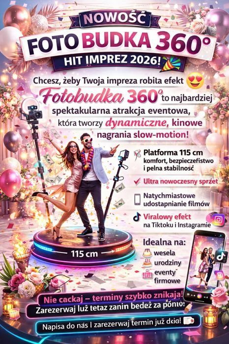 Fotobudka 360 NOWOCZESNA 115cm !!!