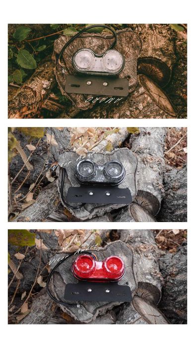 Suporte com Piscas/Luz Led Matrícula Moto Cafe Racer(3 Cores)