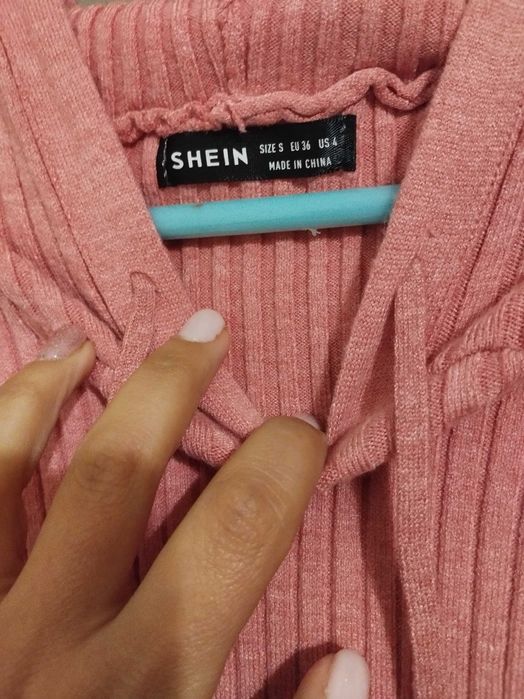 Camisola malha canelada rosa velho nova