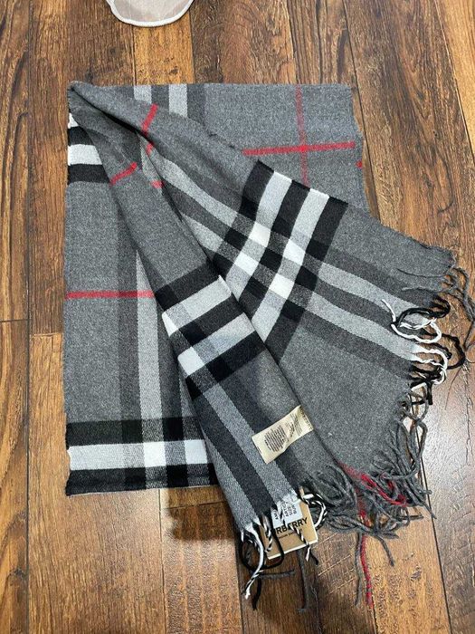 Шарф сірий Чоловічий в клітинку Burberry + коробка
