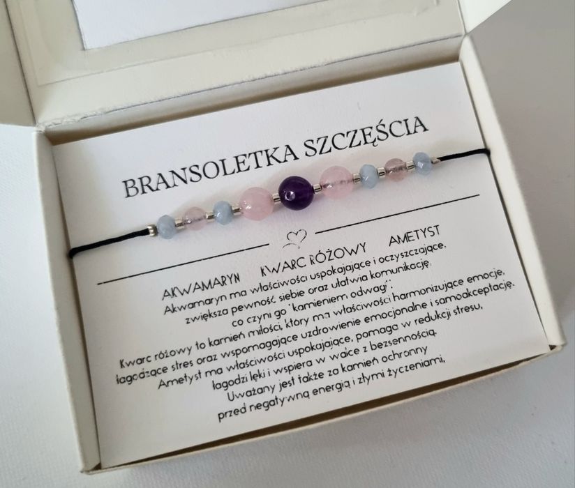 Bransoletka ametyst kwarc akwamaryn