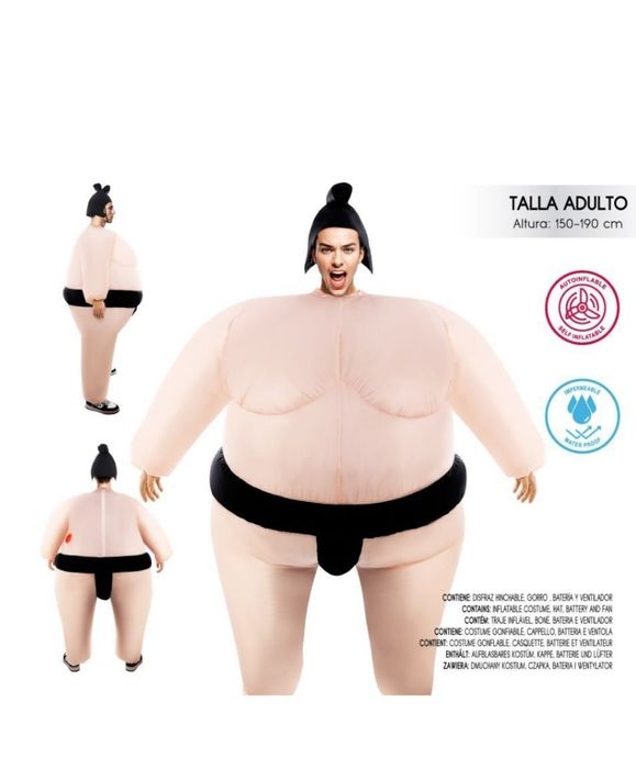 Dmuchany strój sumo dla dorosłych 150–190 cm – kostium na imprezę