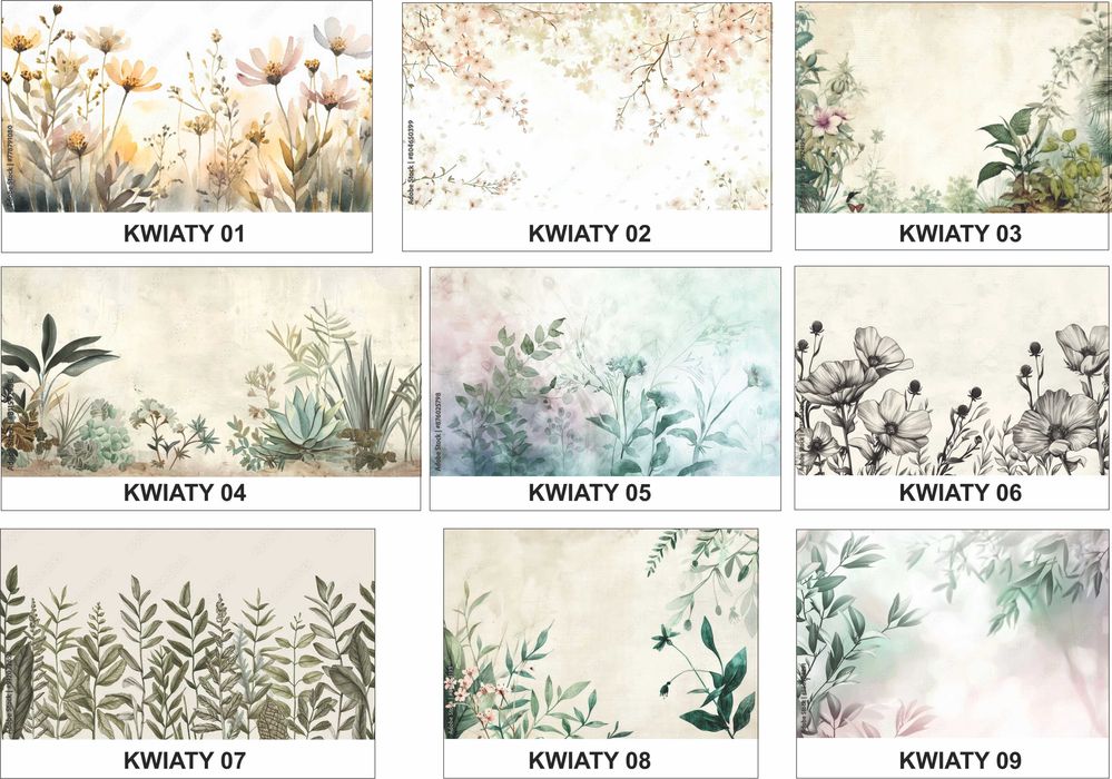 Żywe intensywne kolory grafiki kwiaty fototapeta na wymiar