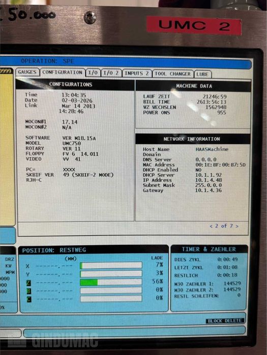 Centrum obróbcze CNC HAAS UMC 750 12000 obr./min