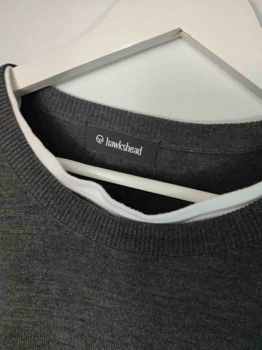 Sweter Męski Hawkshead Rozmiar L 100% Wełna Merino Extra Fine Grafitowy Szary Klasyk