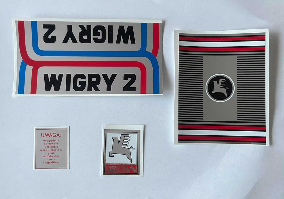 Naklejki rowerowe Romet Wigry 2 sitodruk Romet składak Wigry 3 PRL