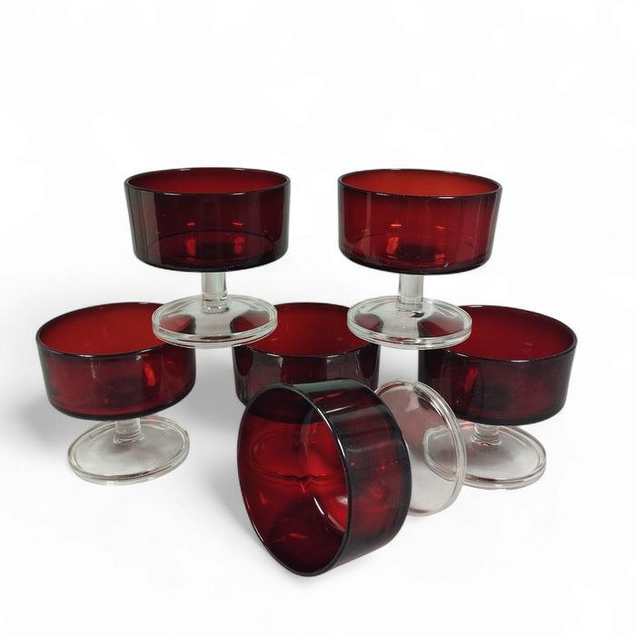 Luminarc Cavalier Ruby Red – 6 pucharków vintage