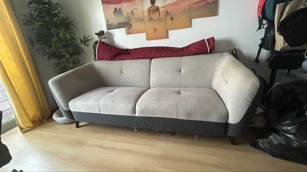 Sofa 3 lugares preto e cinza