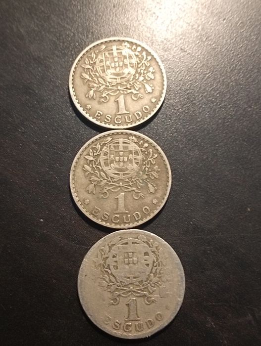 3 moedas de 1 escudo - Republica Portuguesa -Portugal 1929, 1951, 1959