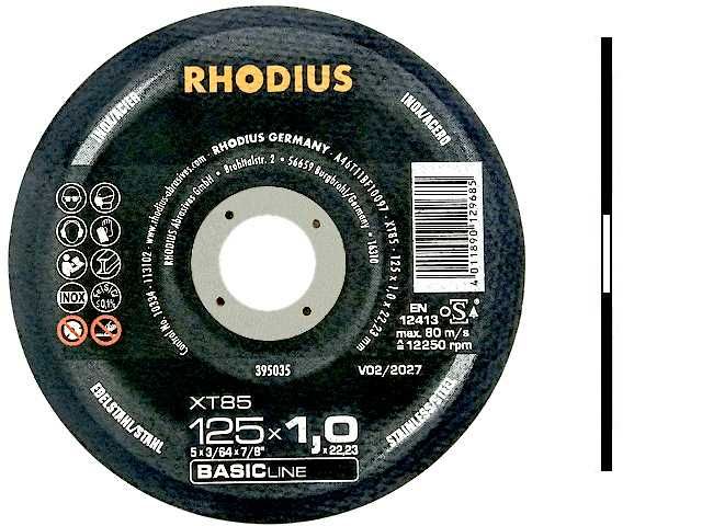 RHODIUS Tarcza tarcze do cięcia metalu stali 125x1,0 BASIC XT85 125 x 1