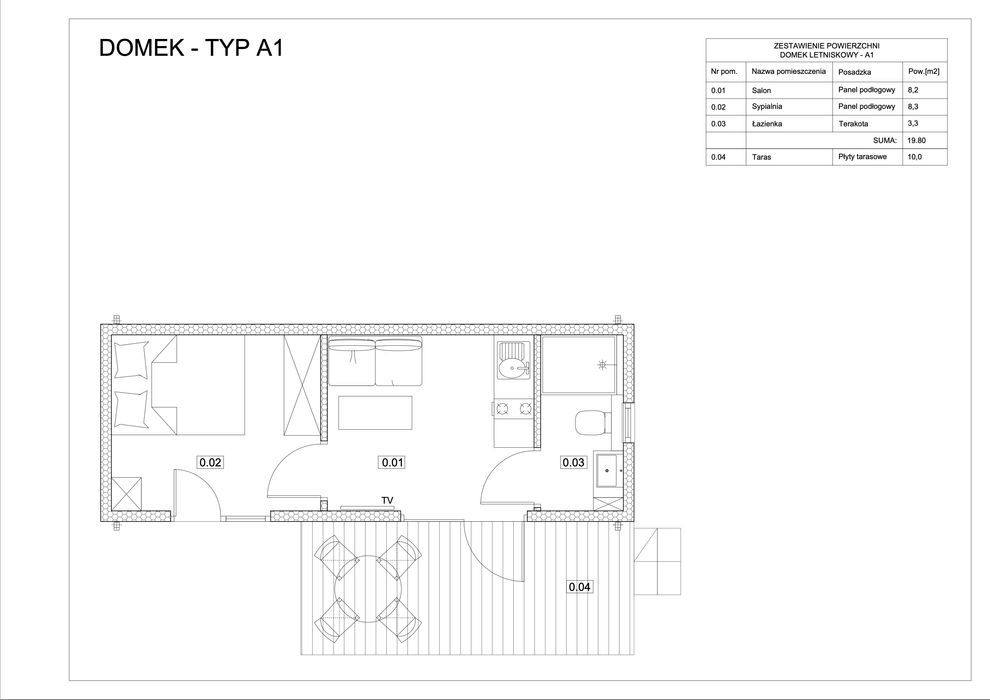 Nowy domek mobilny z jedną sypialnią od ręki - 20m2