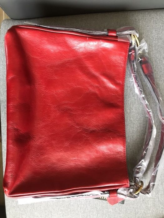 Torebka włoska Vera Pelle skórzana czerwona