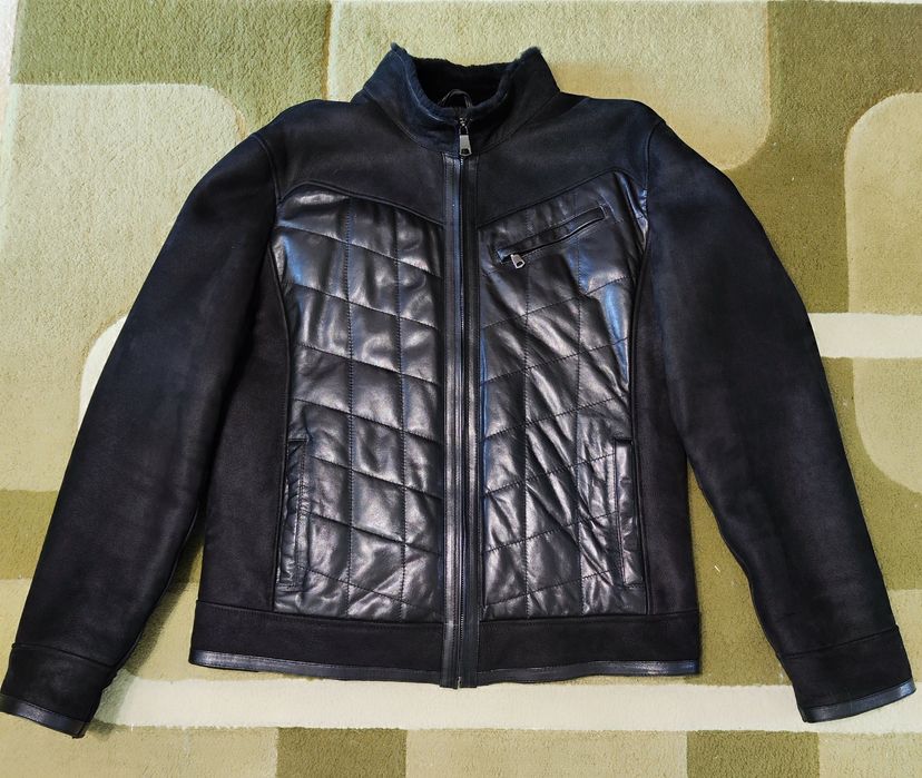 Мужская кожаная куртка на натуральном меху из овчины.