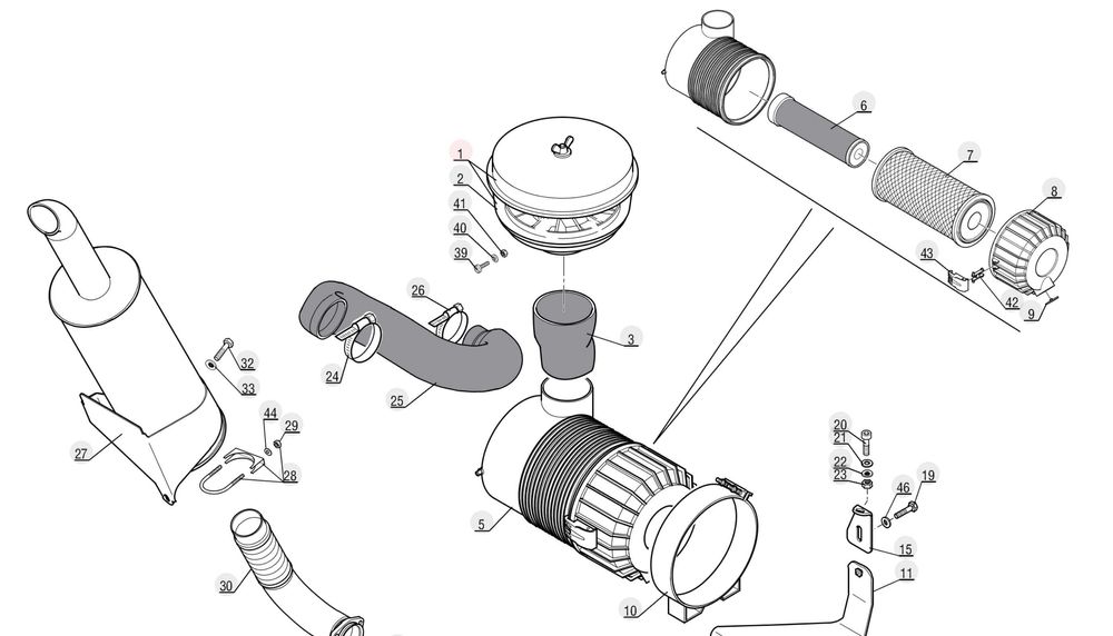 Корпус повітряного фільтра з фільтрами в сборі Маніту Manitou МТЗ ЮМЗ