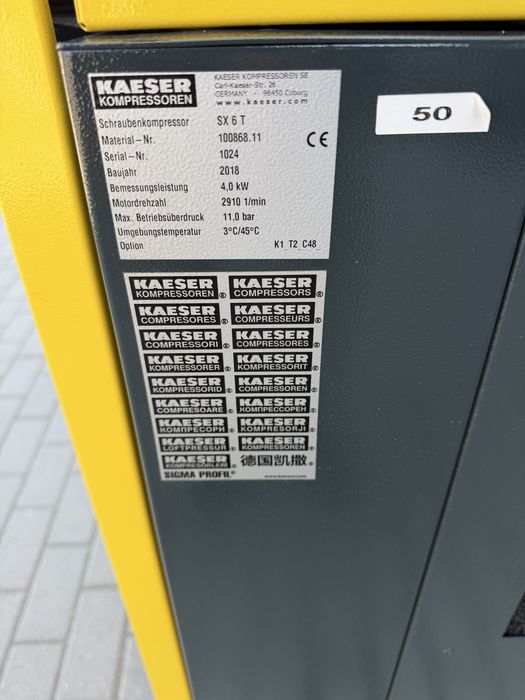 Kompresor śrubowy Kaeser SX 6 T 4KW 11 bar osuszacz