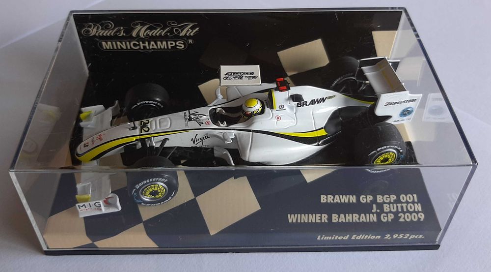 Jenson Button F1 Brawn BGP001 de Bahrain GP 2009 1:43 Minichamps
