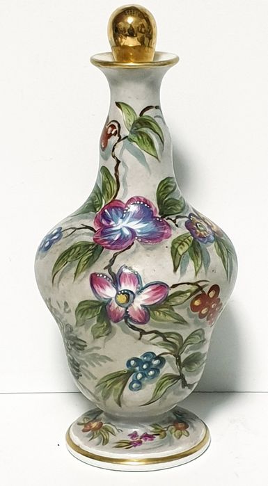Lindissima antiga garrafa/frasco em porcelana pintada à mão  Sec. XIX