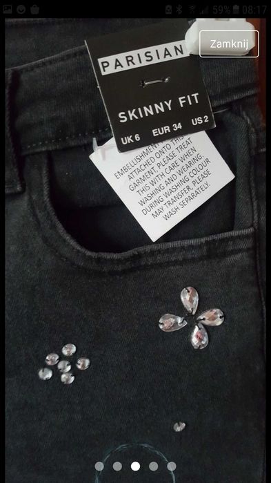 Spodnie damskie nowe jeans skinny Parisian rozmiar 34