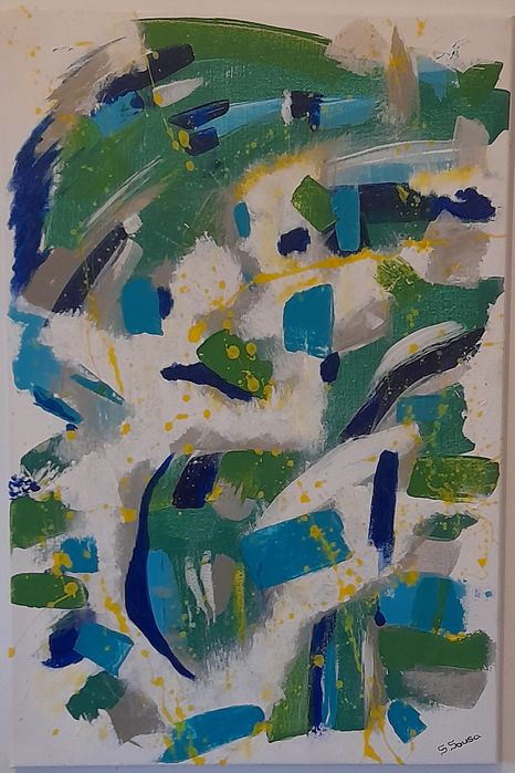 Quadro Pintura Abstrata em Acrílico 40x60cm