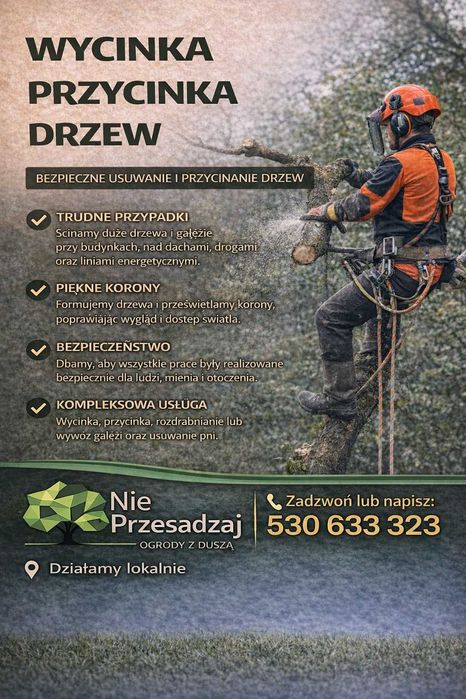 Wycinka drzew mielenie gałęzi