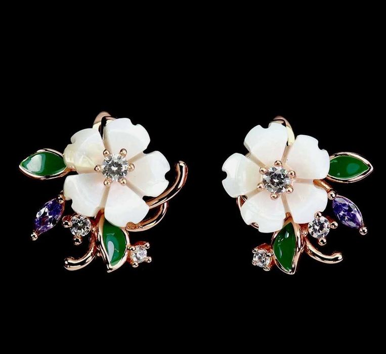 Серьги с перламутром и эмалью