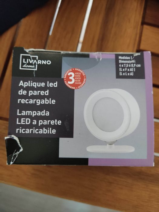 Iluminação de parede Led a bateria recarregável