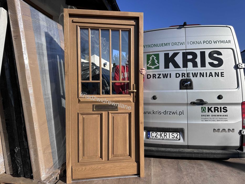 Drzwi drewniane zewnętrzne NA WYMIAR W/G PROJEKTU dębowe winchester