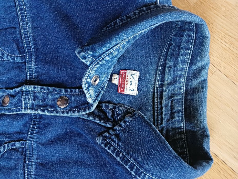 Komplet bluzka jeansowa M/L kamizelka 38/40 bawełna spodenki szorty
